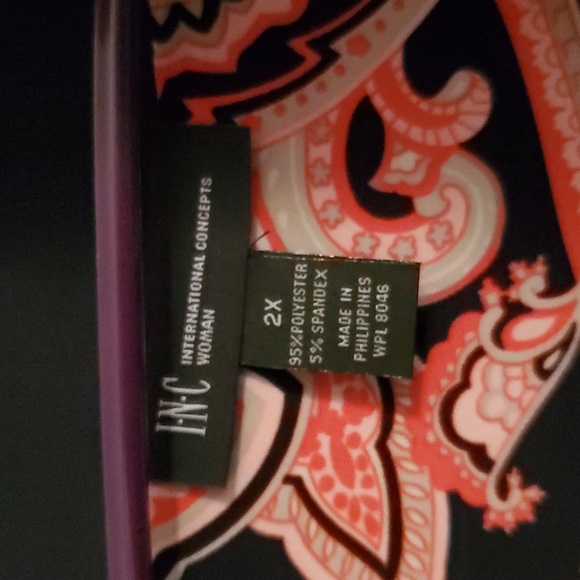 INC size 2X Elegant Black Pink Gray and Red Paisley Dress NWT - Picture 3 of 5